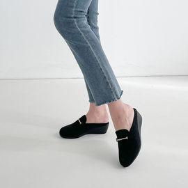 [GIRLS GOOB] Women's Comfortable Wedge Sandal Platform Slip-On Shoes, Synthetic Leather + Enamel + Suede - Made in KOREA